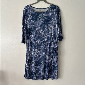 J. Jill Blue Floral Midi Dress
